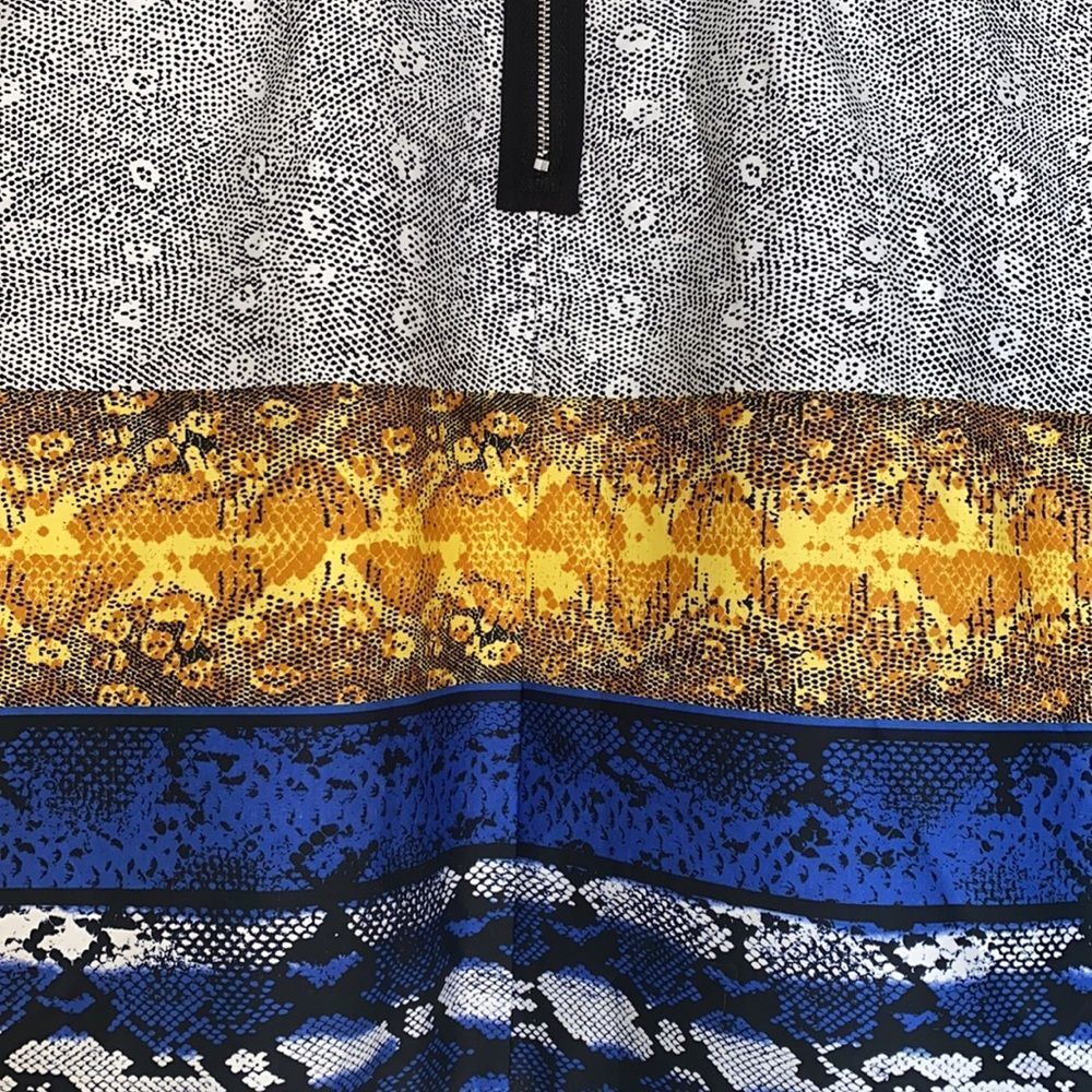 🔴 NWT Kenneth Cole Black White Blue Multi Print Shift Cocktail Dress - Picture 14 of 14